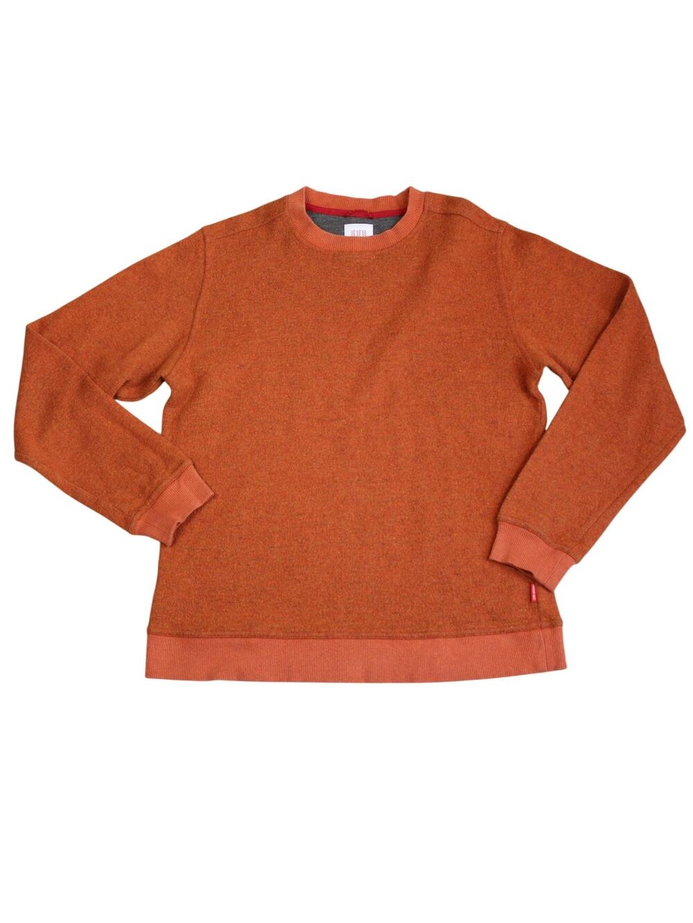 Topo Designs Sweater Mens Medium Orange Wool Blend Crew Neck Long Sleeve Outdoor